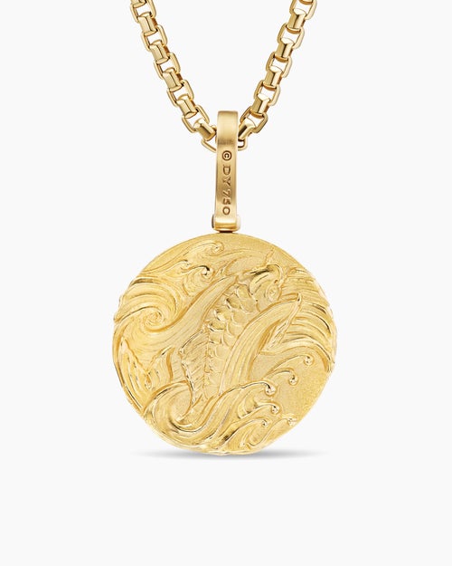 Mens Dragon Amulet in 18K Yellow Gold, 21mm