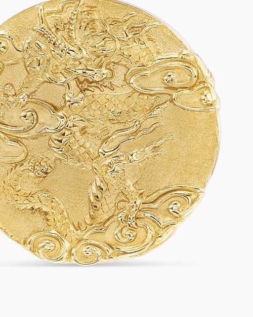 Mens Dragon Amulet in 18K Yellow Gold, 21mm