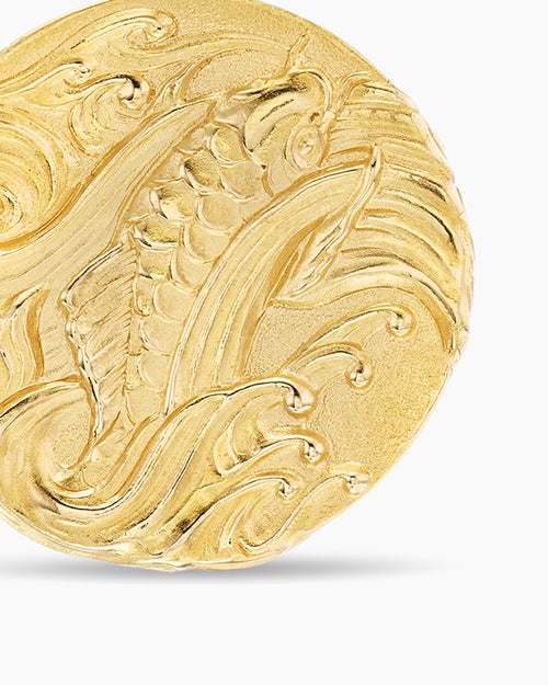 Mens Dragon Amulet in 18K Yellow Gold, 21mm