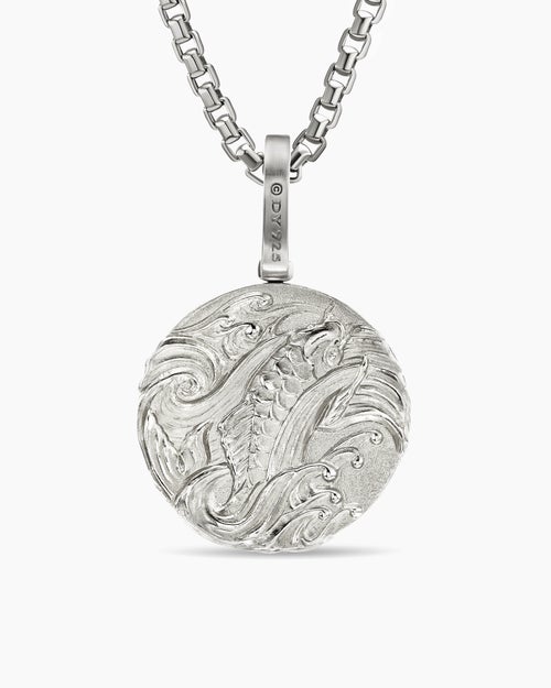 Mens Dragon Amulet in Sterling Silver, 21mm