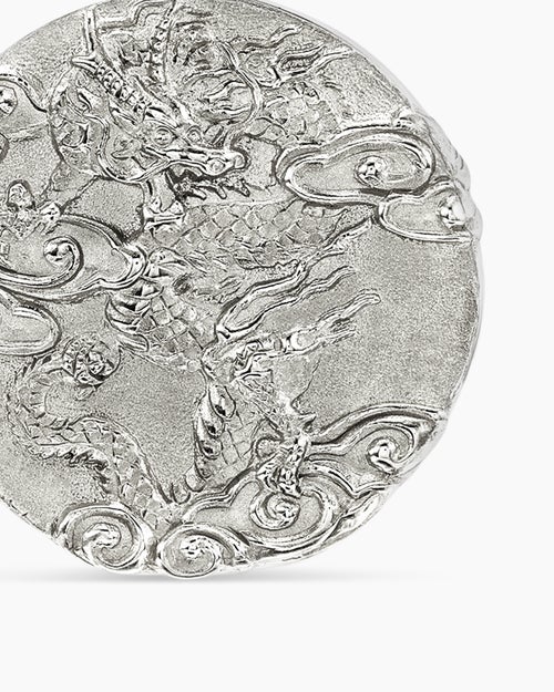 Mens Dragon Amulet in Sterling Silver, 21mm