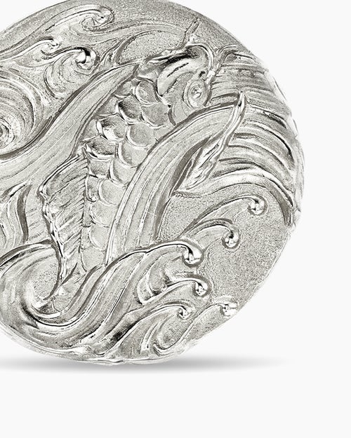 Mens Dragon Amulet in Sterling Silver, 21mm