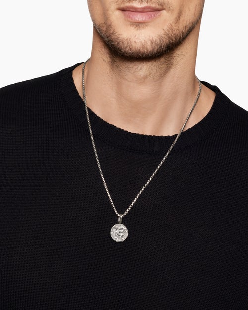 Mens Dragon Amulet in Sterling Silver, 21mm