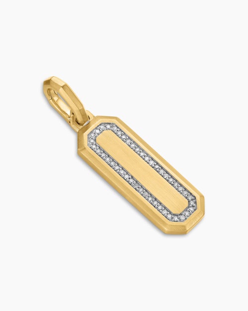 Mens Streamline® Amulet in 18K Yellow Gold with Diamonds, 28mm