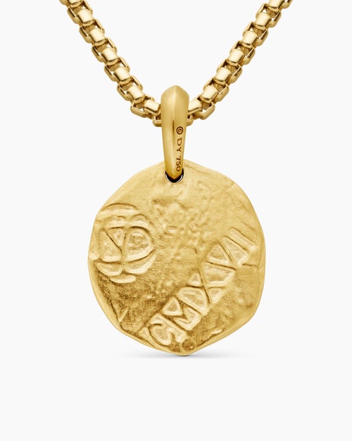 Mens Shipwreck Coin Amulet in 18K Yellow Gold, 21mm