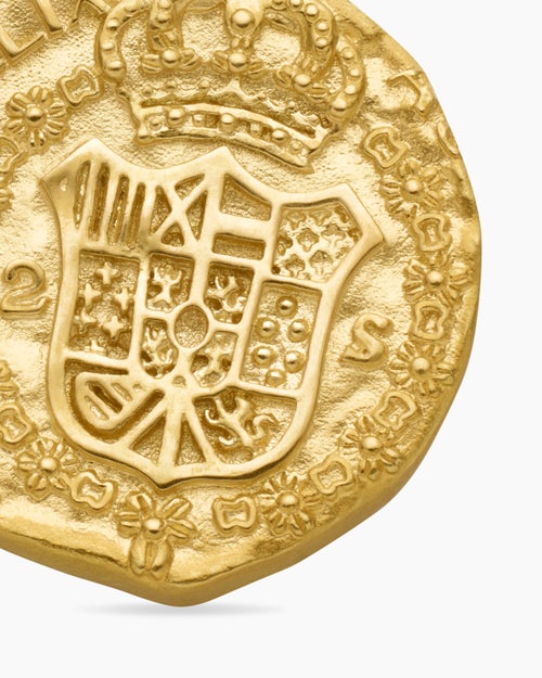 Mens Shipwreck Coin Amulet in 18K Yellow Gold, 21mm