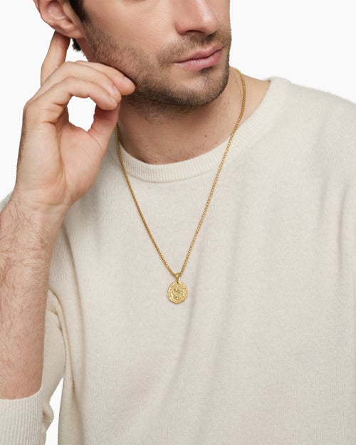 Mens Shipwreck Coin Amulet in 18K Yellow Gold, 21mm