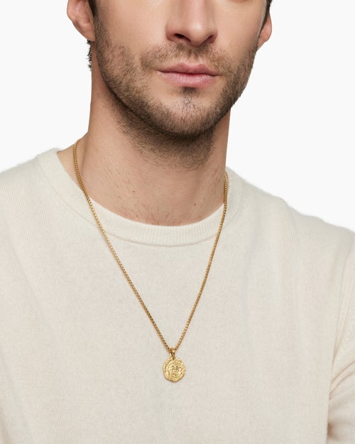 Mens Shipwreck Coin Amulet in 18K Yellow Gold, 21mm