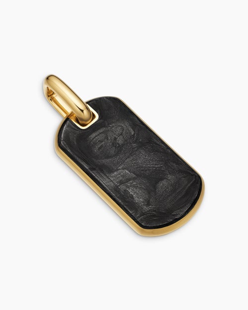 Mens Streamline® Tag in 18K Yellow Gold with Forged Carbon, 27mm