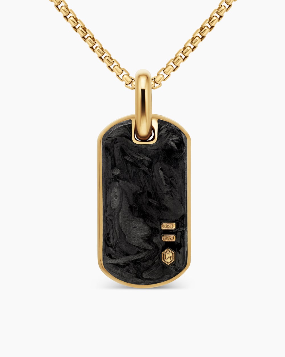 Mens Streamline® Tag in 18K Yellow Gold with Forged Carbon, 27mm