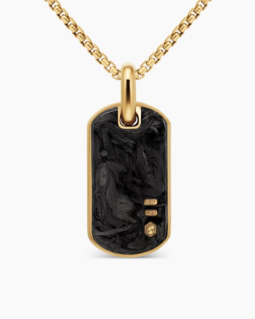 Mens Streamline® Tag in 18K Yellow Gold with Forged Carbon, 27mm