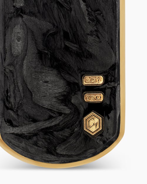 Mens Streamline® Tag in 18K Yellow Gold with Forged Carbon, 27mm