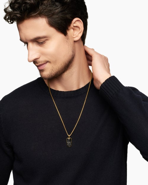 Mens Streamline® Tag in 18K Yellow Gold with Forged Carbon, 27mm