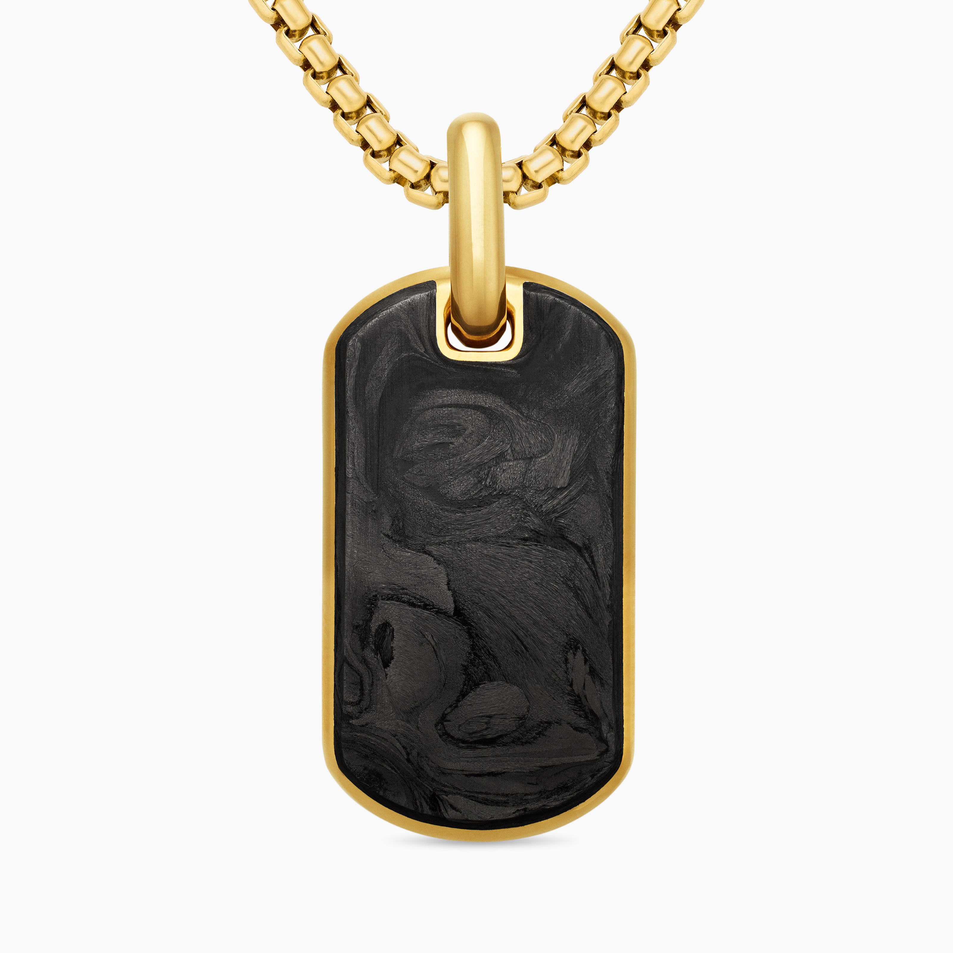 Mens Streamline&reg; Tag in 18K Yellow Gold with Forged Carbon, 27mm
