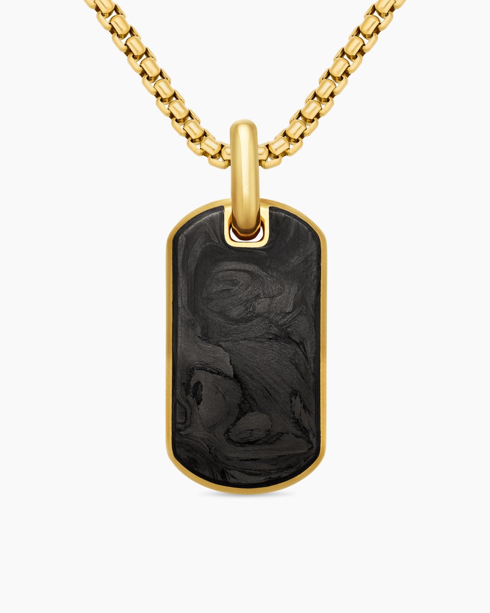Mens Streamline® Tag in 18K Yellow Gold with Forged Carbon, 27mm