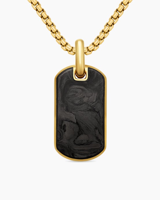 Streamline® Tag in 18K Yellow Gold with Forged Carbon, 27mm