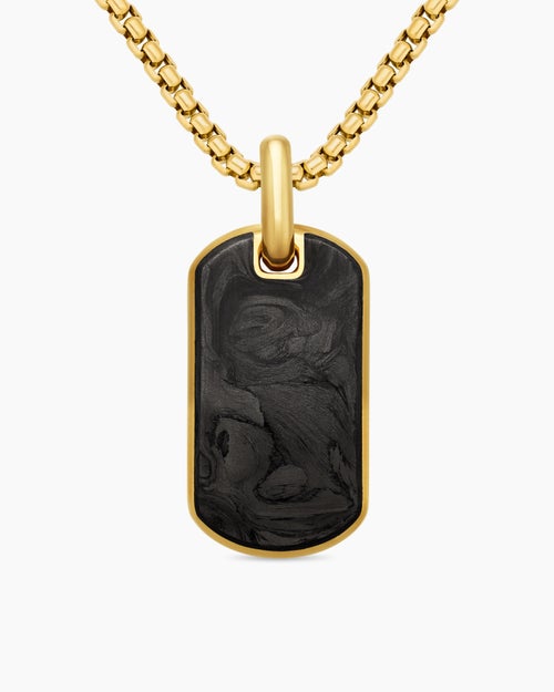 Mens Streamline® Tag in 18K Yellow Gold with Forged Carbon, 27mm