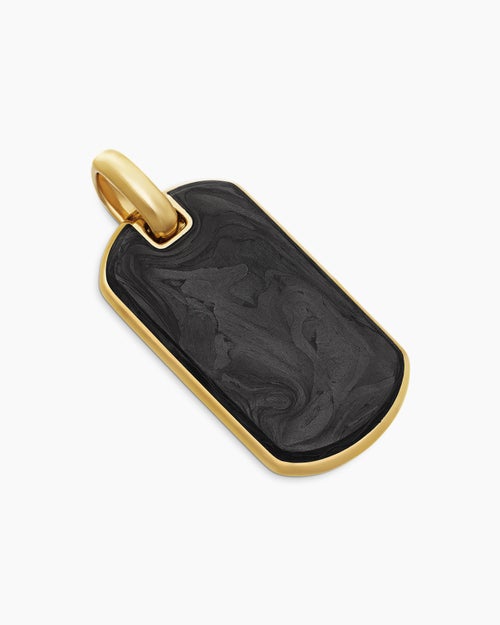 Mens Streamline® Tag in 18K Yellow Gold with Forged Carbon, 35mm