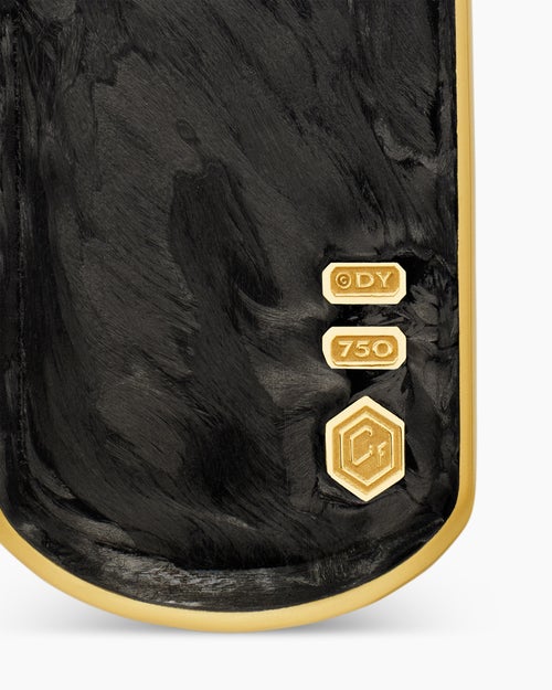 Mens Streamline® Tag in 18K Yellow Gold with Forged Carbon, 35mm