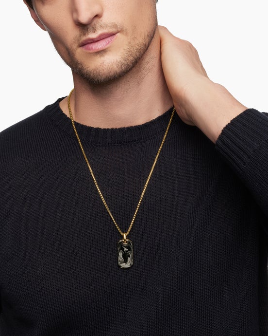 Streamline® Tag in 18K Yellow Gold with Forged Carbon, 35mm
