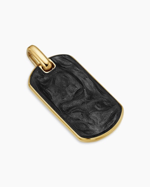 Mens Streamline® Tag in 18K Yellow Gold with Forged Carbon, 42mm