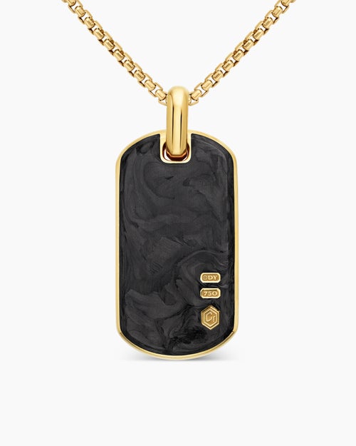Mens Streamline® Tag in 18K Yellow Gold with Forged Carbon, 42mm