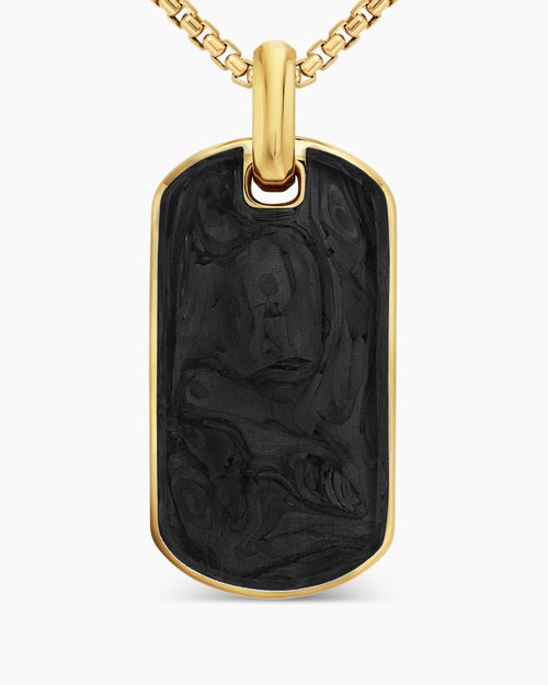 Mens Streamline® Tag in 18K Yellow Gold with Forged Carbon, 42mm