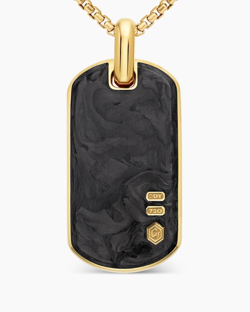 Mens Streamline® Tag in 18K Yellow Gold with Forged Carbon, 42mm