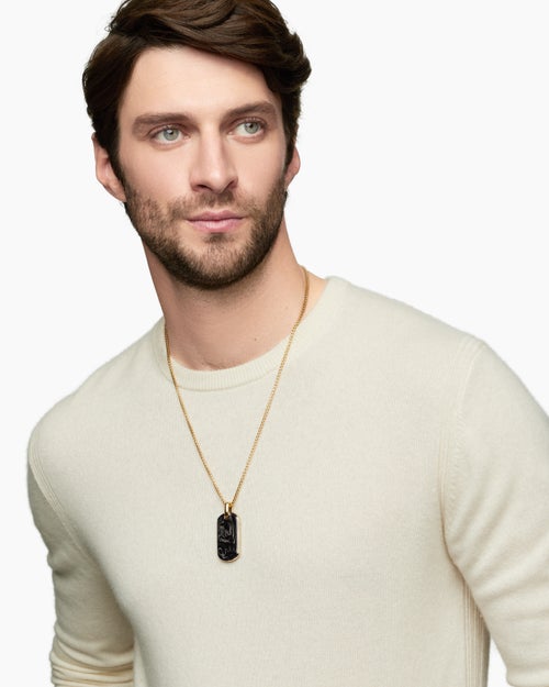 Mens Streamline® Tag in 18K Yellow Gold with Forged Carbon, 42mm