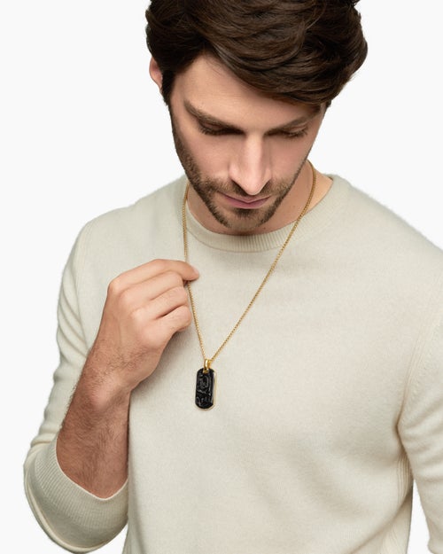 Mens Streamline® Tag in 18K Yellow Gold with Forged Carbon, 42mm