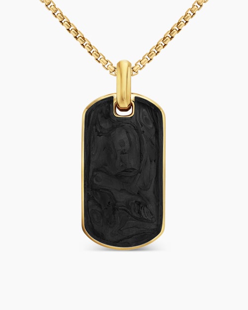 Mens Streamline® Tag in 18K Yellow Gold with Forged Carbon, 42mm