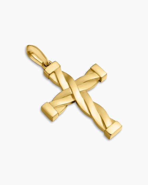 Mens DY Helios™ Cross Pendant in 18ct Yellow Gold, 36mm