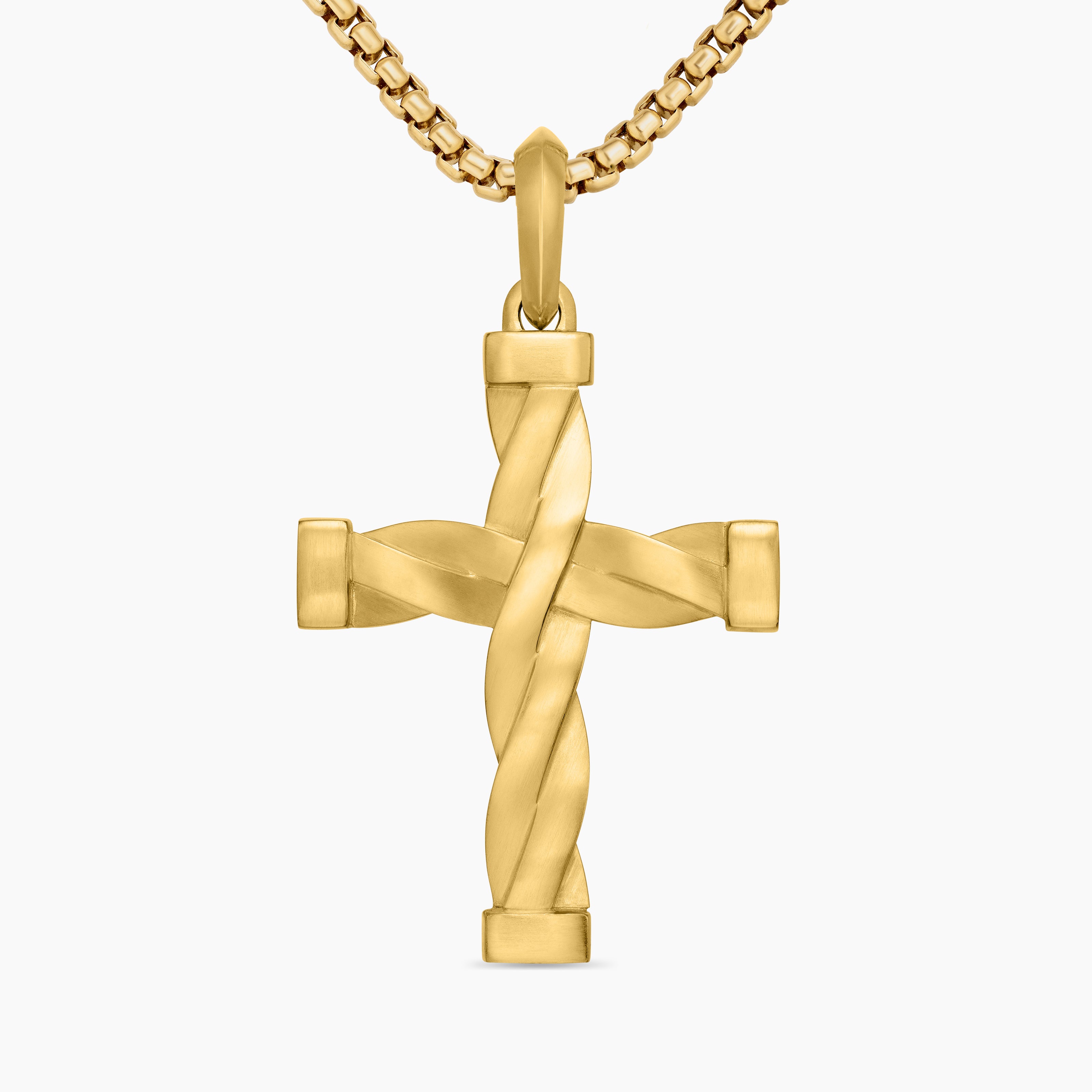Mens DY Helios&trade; Cross Pendant in 18K Yellow Gold, 36mm
