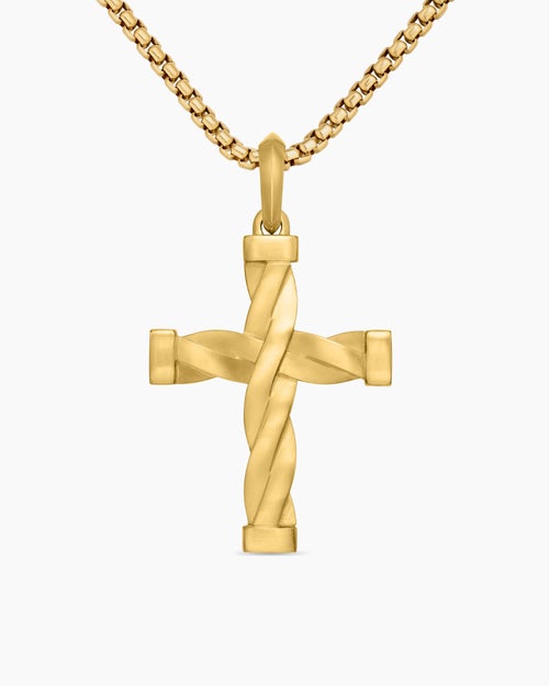 Mens DY Helios™ Cross Pendant in 18K Yellow Gold, 36mm