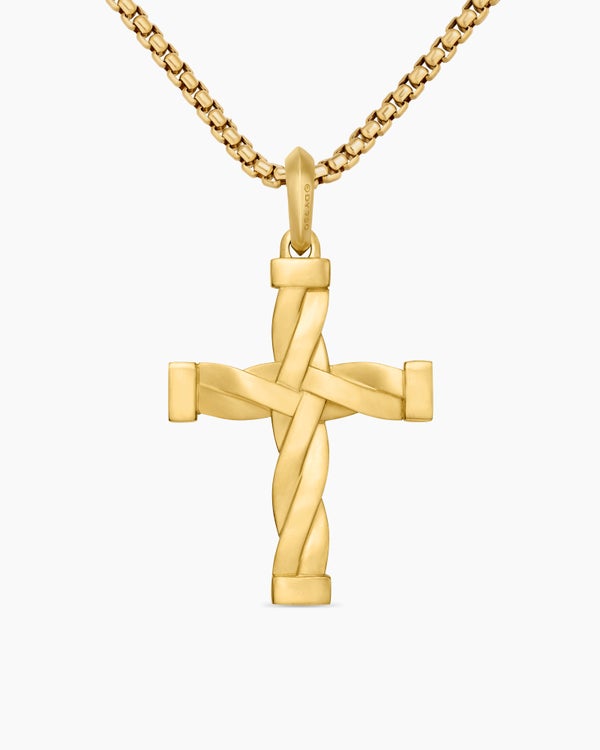 DY Helios™ Cross Pendant in 18K Yellow Gold with Diamonds, 36mm