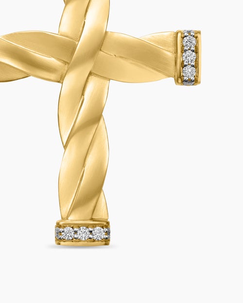 Mens DY Helios™ Cross Pendant in 18K Yellow Gold with Diamonds, 36mm
