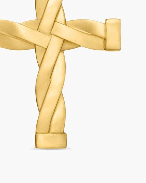 Mens DY Helios™ Cross Pendant in 18ct Yellow Gold with Diamonds, 36mm