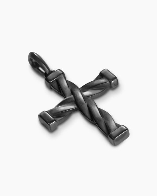 Mens DY Helios™ Cross Pendant in Black Titanium, 36mm