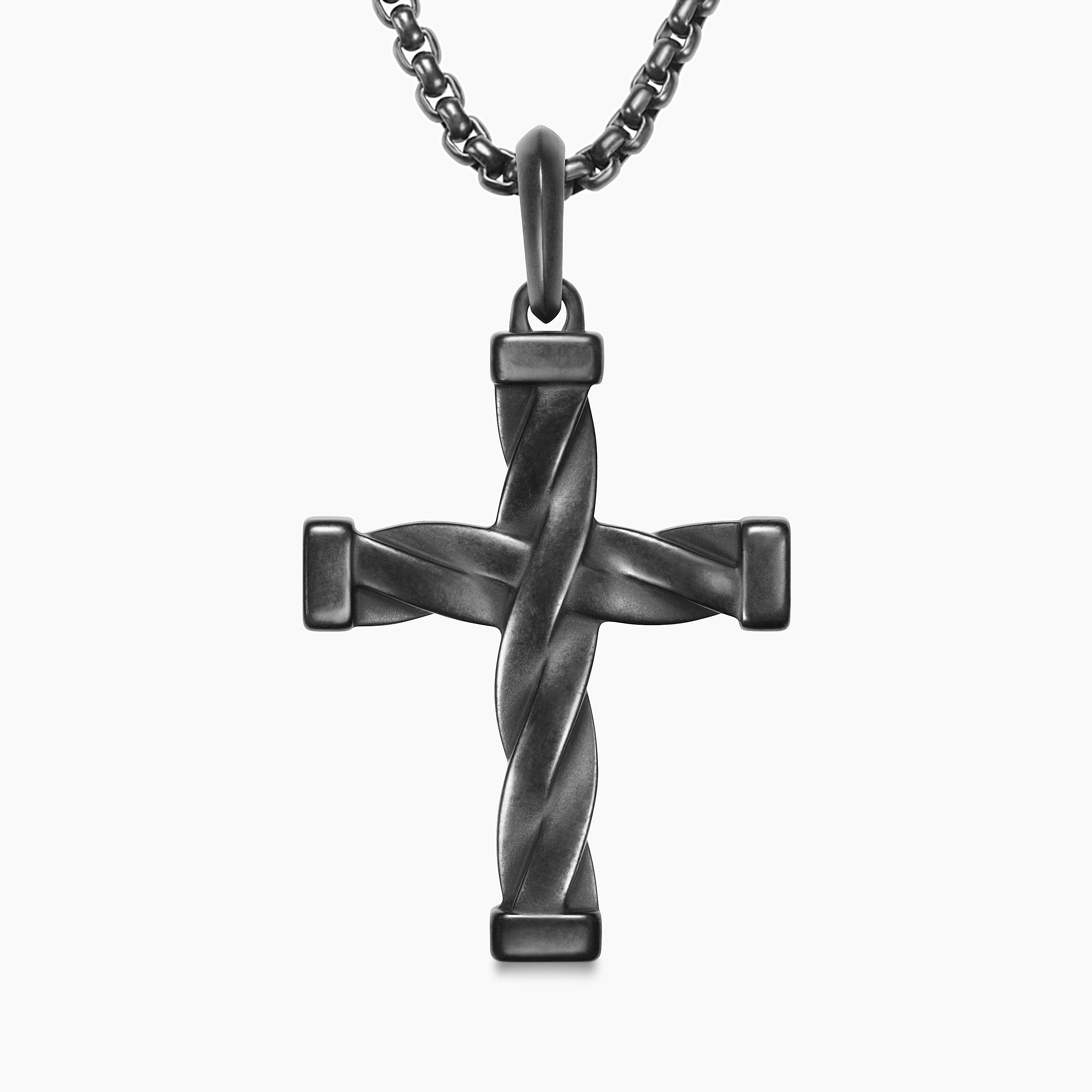 Mens DY Helios&trade; Cross Pendant in Black Titanium, 36mm