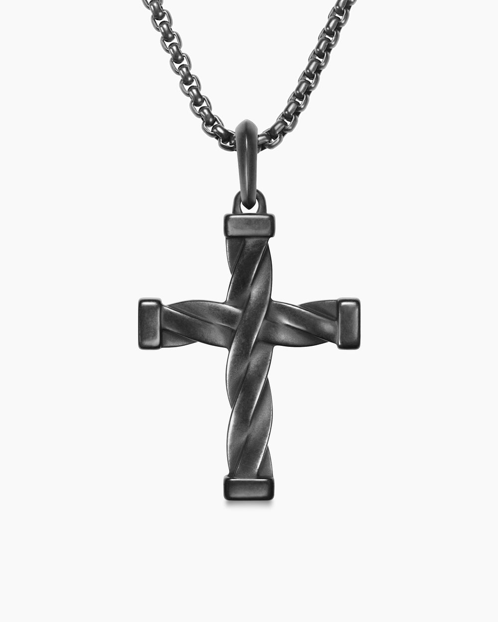 Mens DY Helios™ Cross Pendant in Black Titanium, 36mm