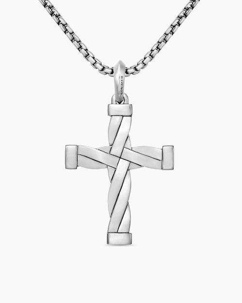 Mens DY Helios™ Cross Pendant in Sterling Silver, 36mm