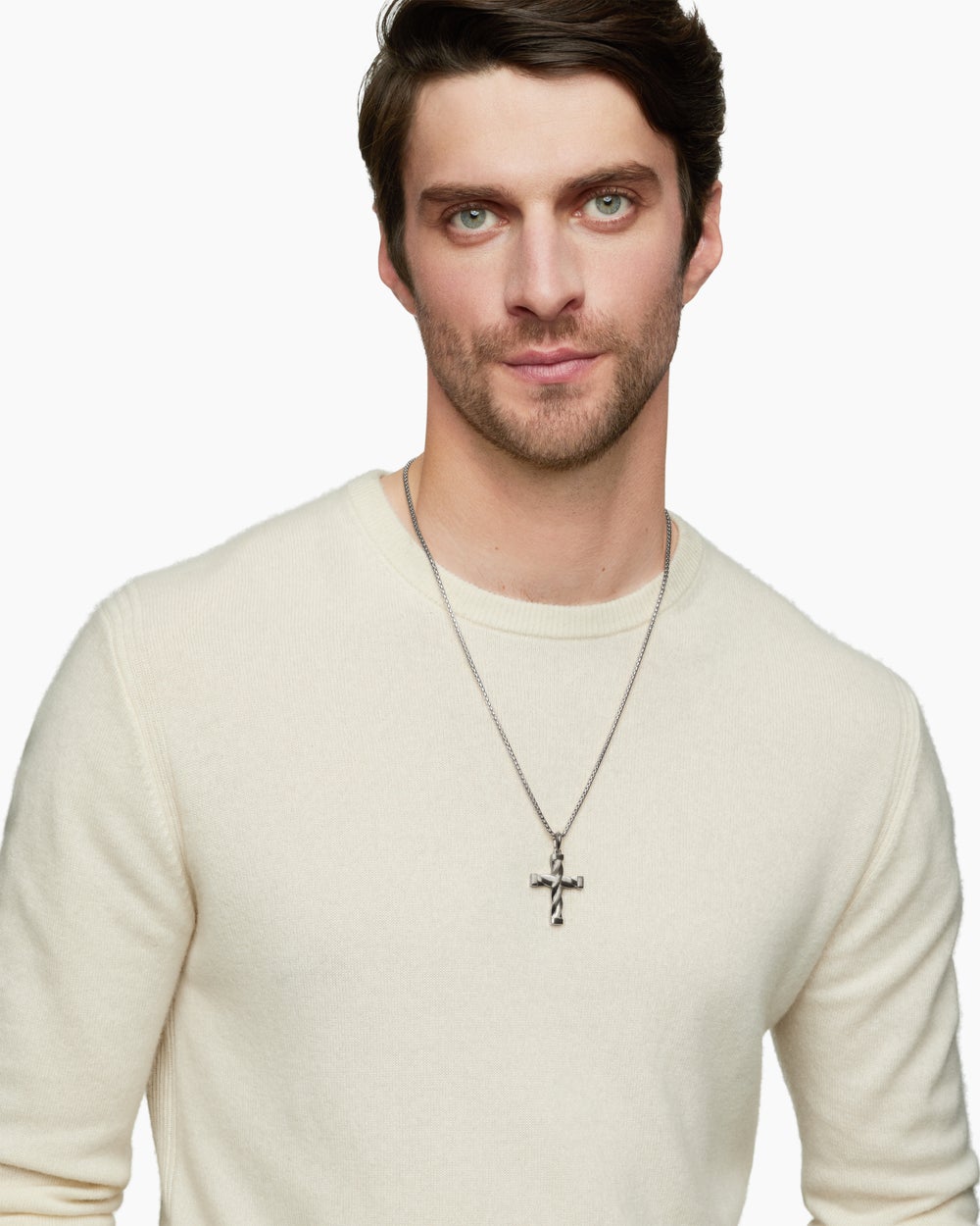 Mens DY Helios™ Cross Pendant in Sterling Silver, 36mm