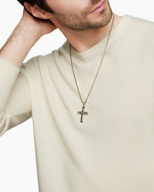 Mens DY Helios™ Cross Pendant in Sterling Silver, 36mm