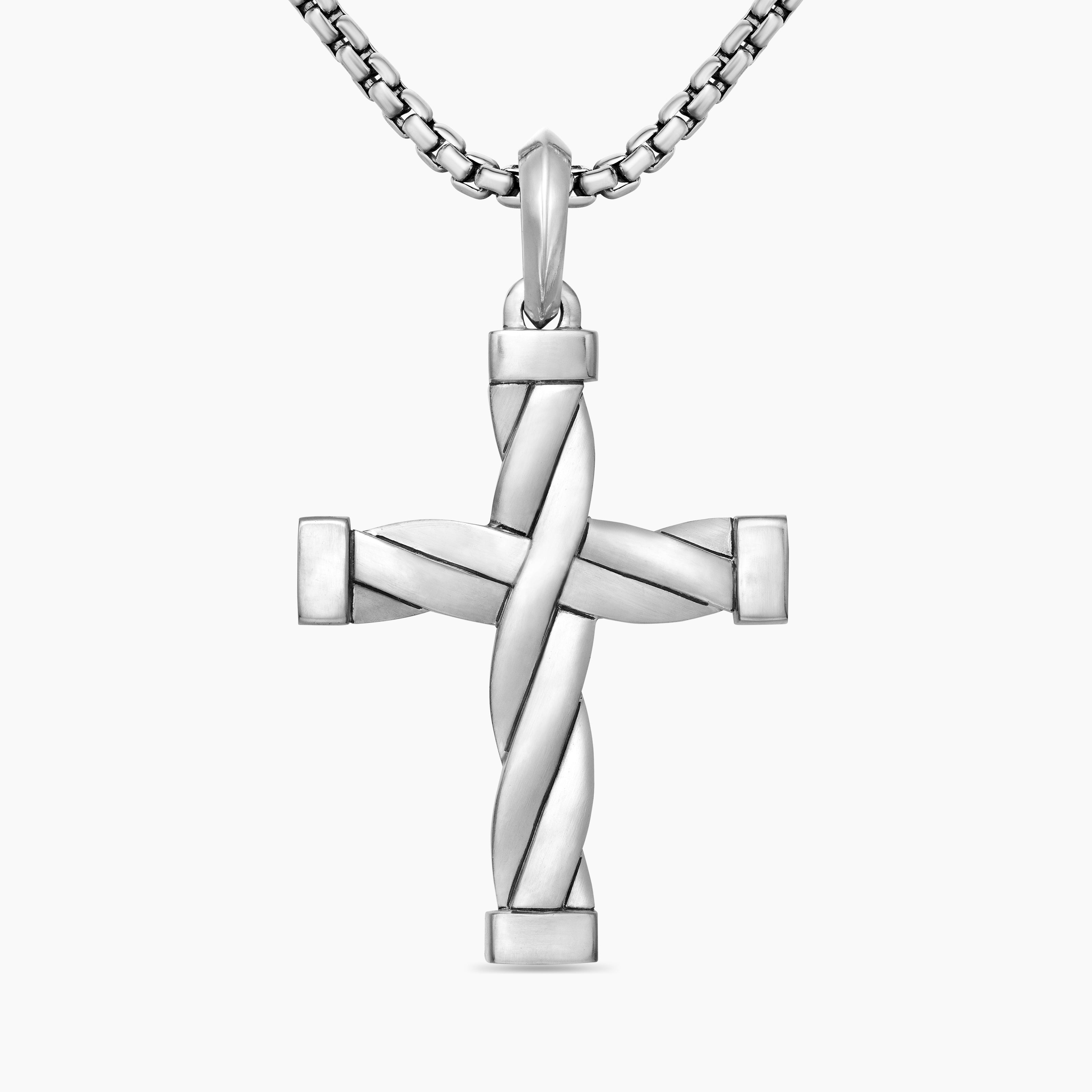 Mens DY Helios&trade; Cross Pendant in Sterling Silver, 36mm