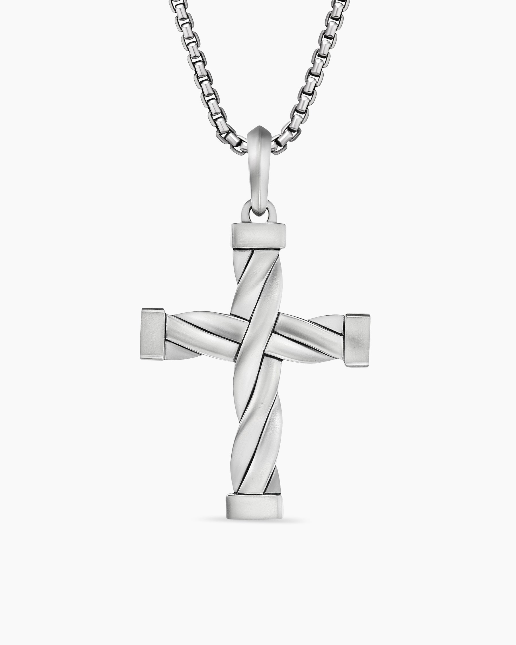 Fishers of Men Sculpted Cross Pendant in Sterling Silver and Bronze