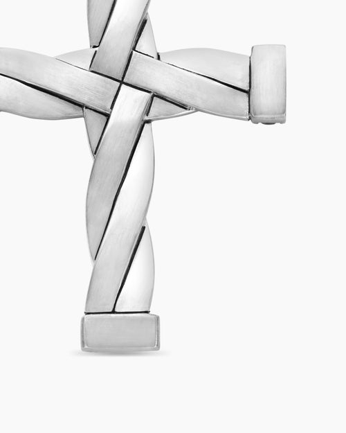 Mens DY Helios™ Cross Pendant in Sterling Silver with Black Diamonds, 36mm