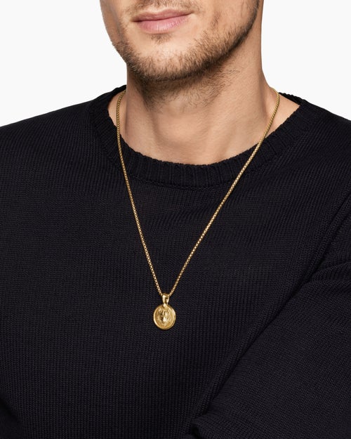 Mens Petrvs® Wolf Amulet in 18K Yellow Gold, 21mm