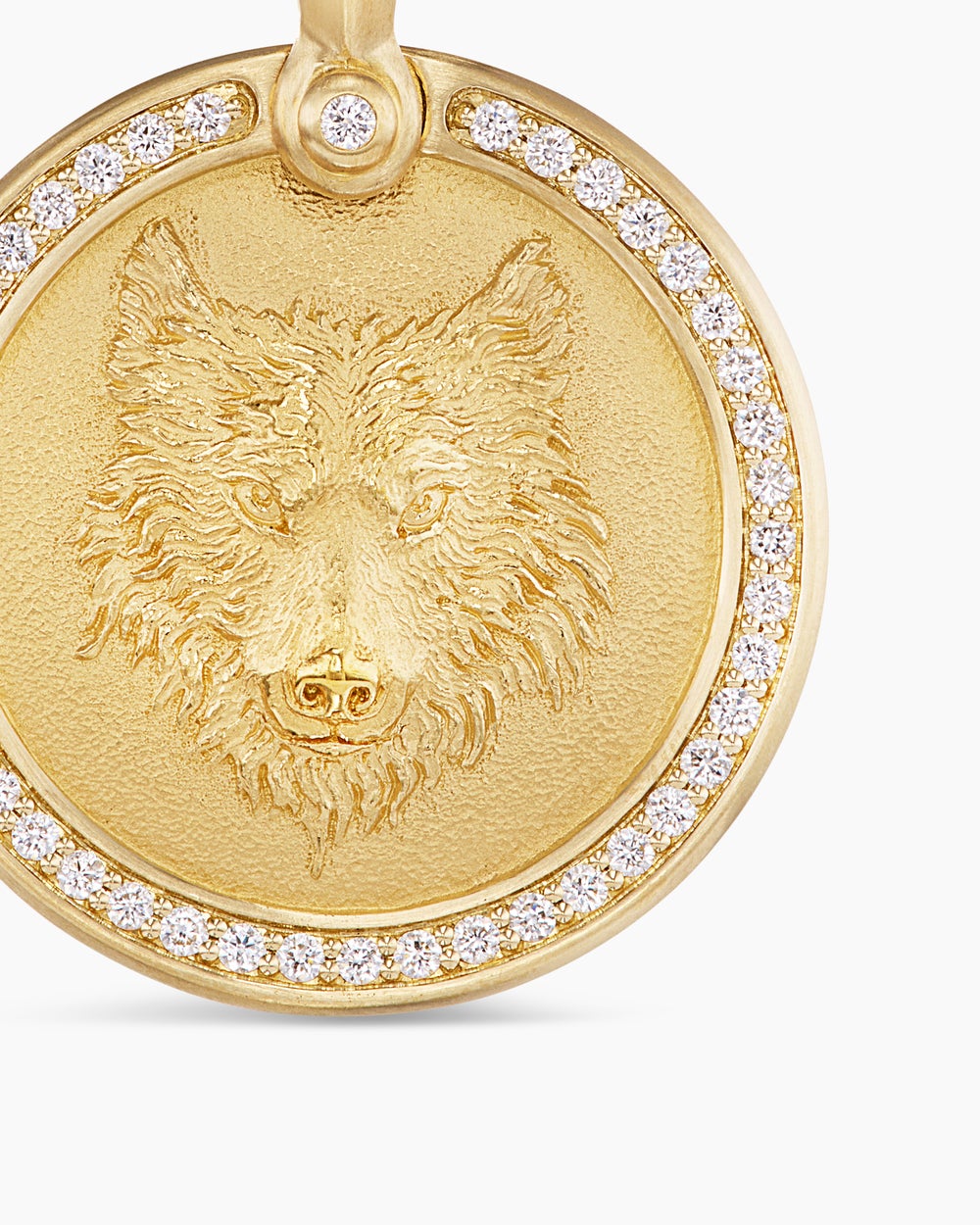 Amulette loup Petrvs® en or jaune 18 carats avec diamants, 21 mm hommes