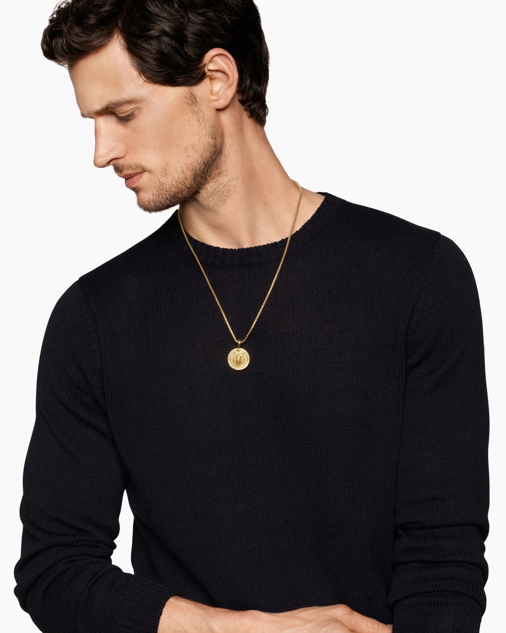 Amulette loup Petrvs® en or jaune 18 carats avec diamants, 21 mm hommes