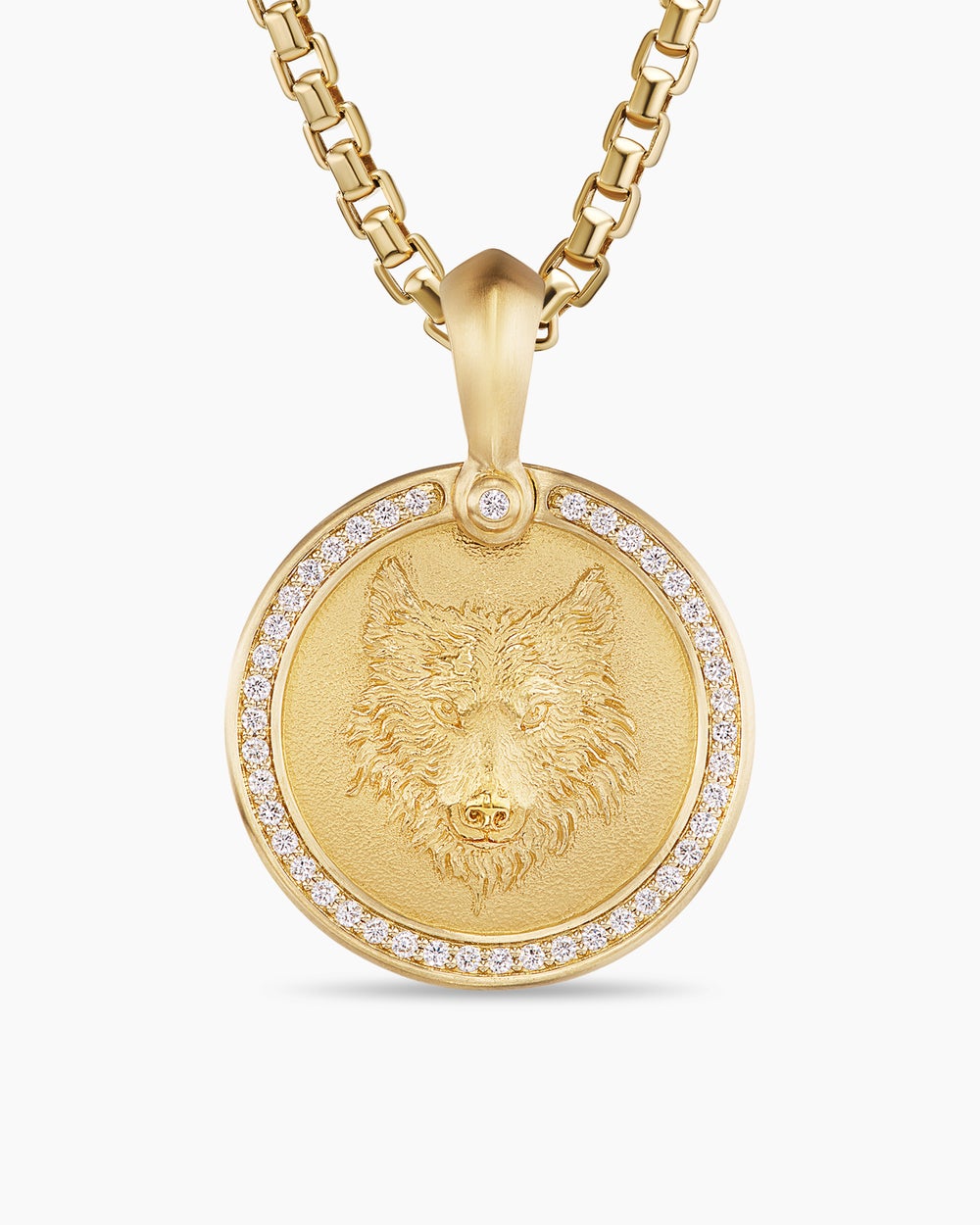 Amulette loup Petrvs® en or jaune 18 carats avec diamants, 21 mm hommes